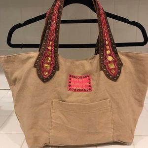 Betsy Johnson embroidered cotton tote